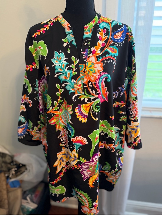 Lauren Ralph Lauren Tops - Lauren Ralph Lauren Black Floral Print Blouse with Bright Accents